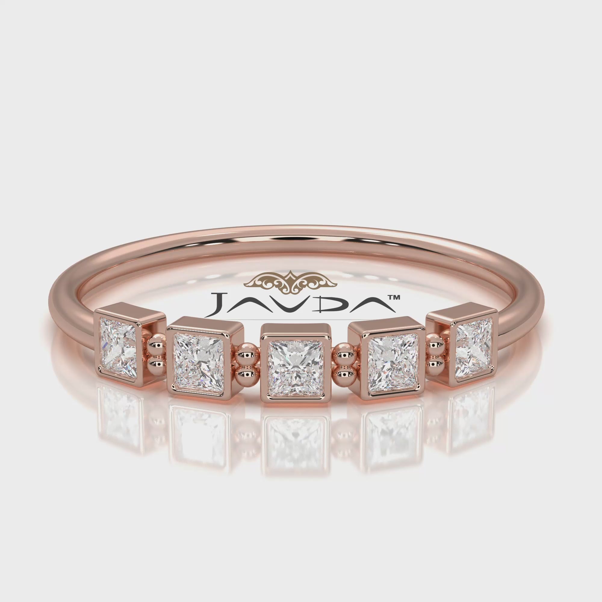 5 Stone Bezel Set Cluster Princess Lab Diamond Fashion Ring 0.23ctw.